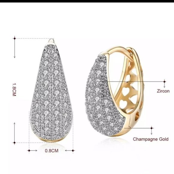 NEW Zircon Water Drop Diamond Hoop Earrings - Picture 5 of 7